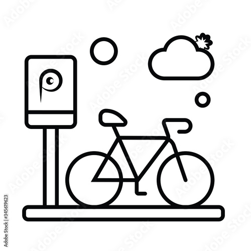 Bicycle parking thin line icon
