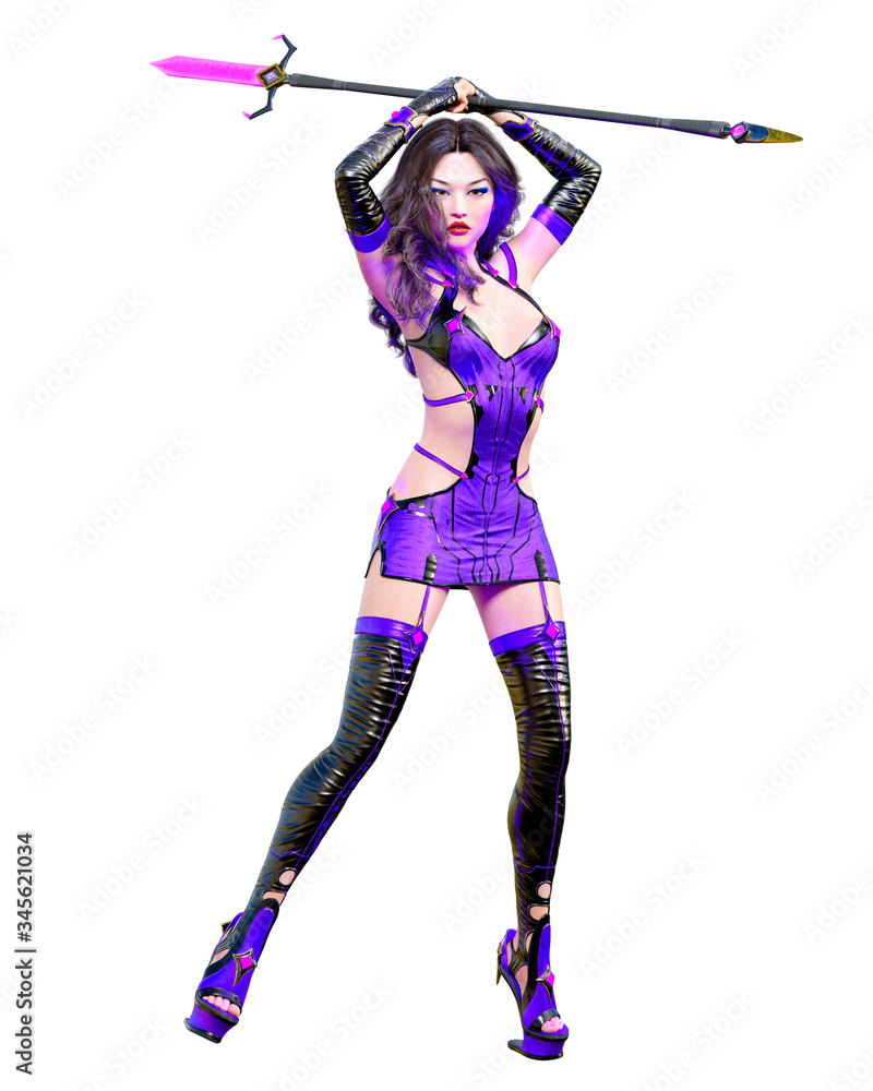3D japanese assassin warrior amazon woman render. 3D japanese assassin warrior amazon woman render.