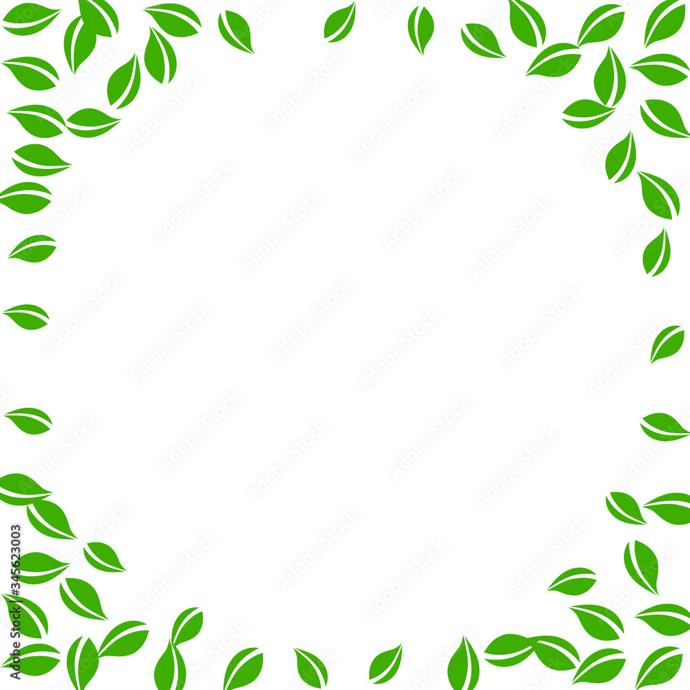 Falling green leaves. Fresh tea random leaves flyi Falling green leaves. Fresh tea random leaves flyi