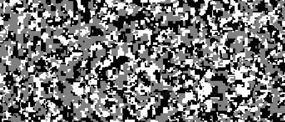 Black, white and grey Pixel Camouflage. Digital Camo background
