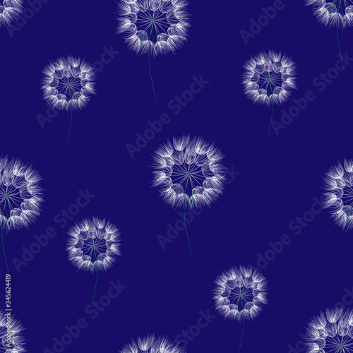 Seamless pattern with dandelions on a blue background. For wrapping paper  textiles  Wallpaper  pillow prints  bedding  clothing  underwear  postcards