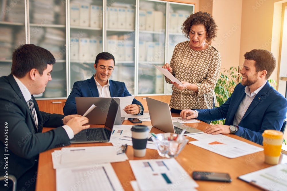 Business lawyers workers meeting at law firm office. Professional executive partners working on finance strategry at the workplace Business lawyers workers meeting at law firm office. Professional executive partners working on finance strategry at the workplace