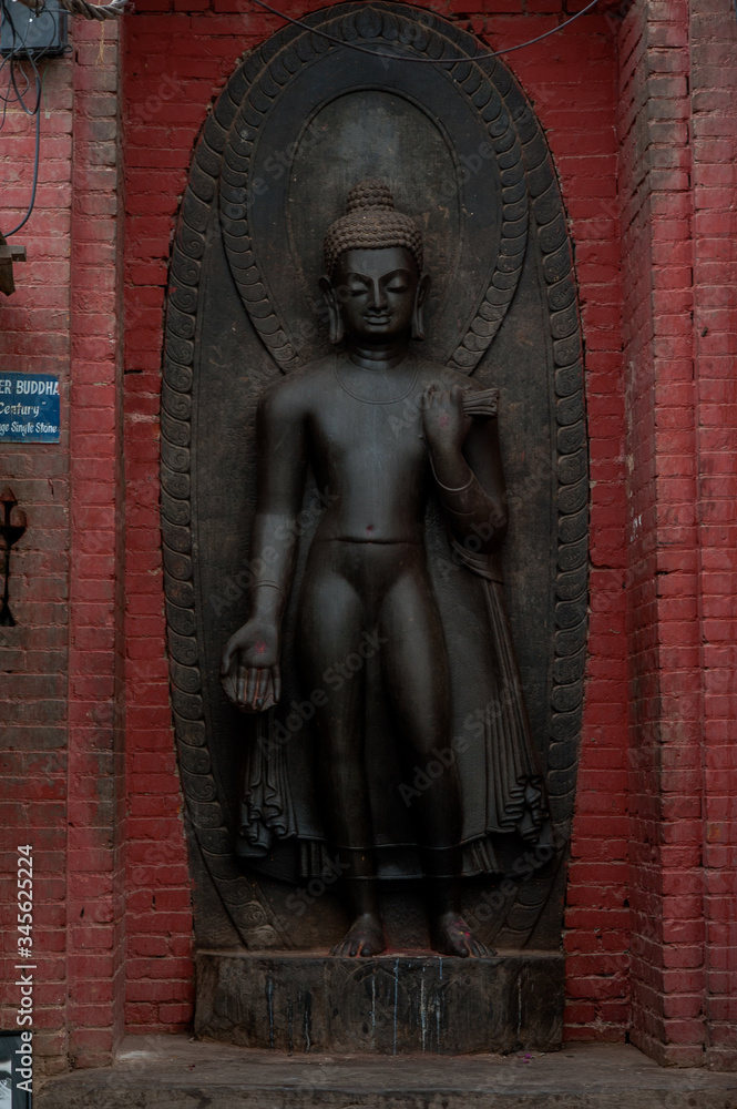 Details at Swayambhunath Temple Complex - Buddhist Center and Village on the Outskirts of Kathmandu in Nepal Details at Swayambhunath Temple Complex - Buddhist Center and Village on the Outskirts of Kathmandu in Nepal