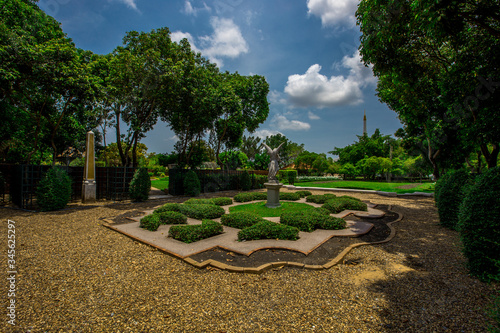 Public Park (Suan Luang Rama 9) - Bangkok: 3 May 2020, atmosphere in the park, people come to sit, walk, exercise, during the day, in Nong Bon Prawet District, Thailand photo