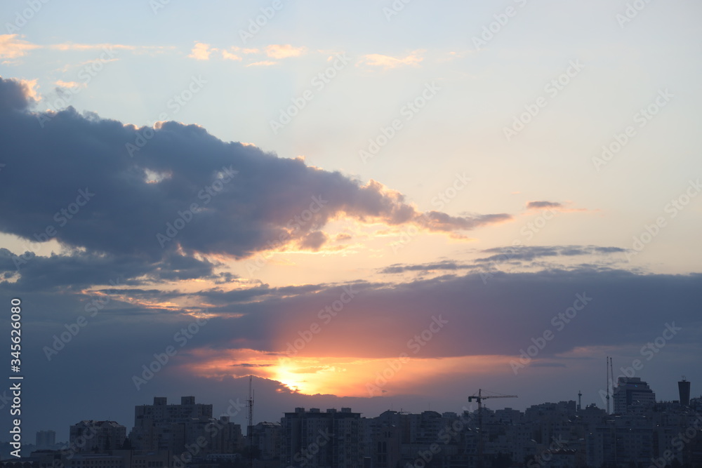 Sunrise over the sky of Jerusalem