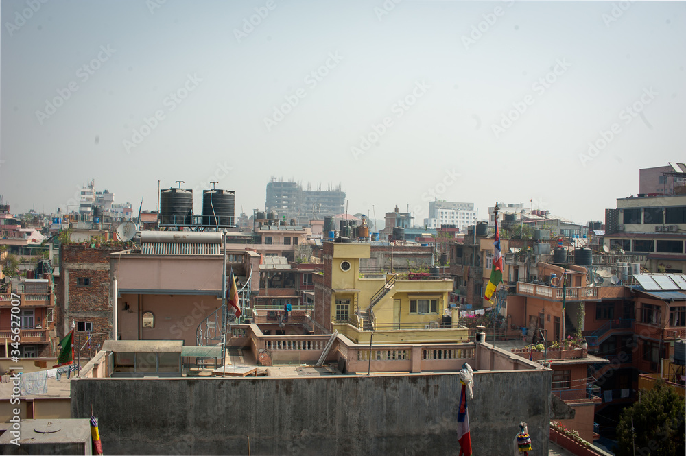 Kathmandu cityscape, top view of the city