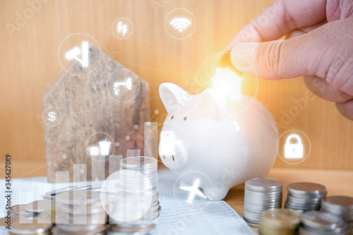 piggy bank and money