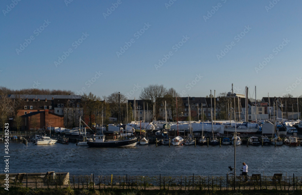 Kiel embankment with yachts in Germany