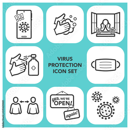 Virus Protection And Precaution Icon Set