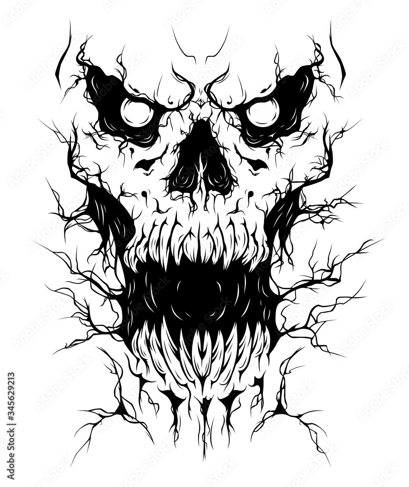 Crack skull monster face with open mouth Stock Vector Adobe Stock