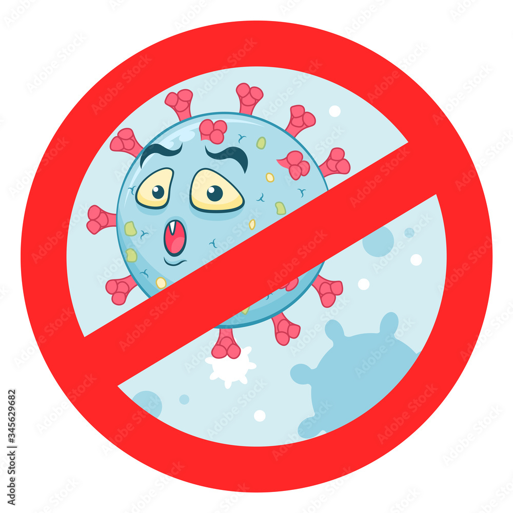 Fototapeta premium Cartoon virus in stop sign