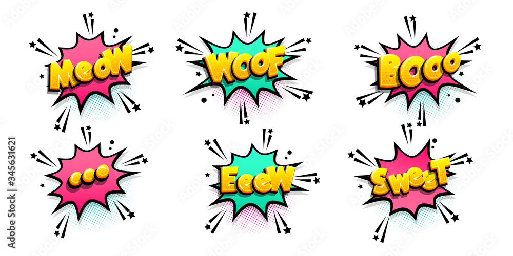 Comic text speech bubble pop art style Comic text speech bubble pop art style