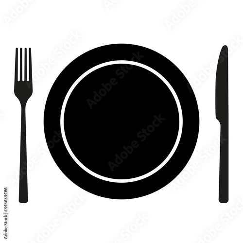 plate with knife and fork isolated on white background vector illustration