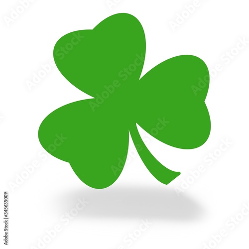 Green clover leaf isolated on white background. with three-leaved shamrocks. St. Patrick's day holiday symbol.	
