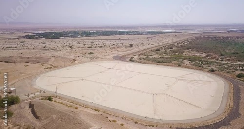 Wide Aerial Panoramic Flyby Over Arava Desert Agriculture, Israel photo