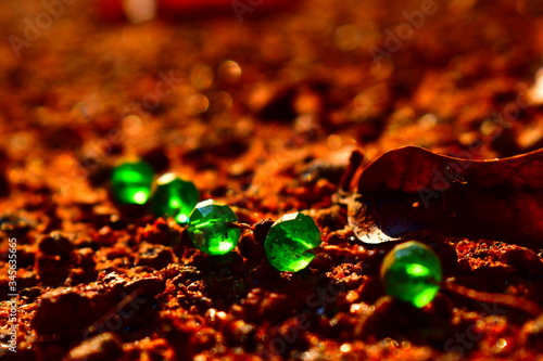 Beads in soil