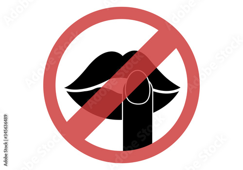 Icono de prohibido hablar sobre fondo blanco.