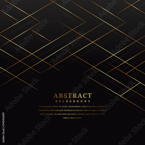 Abstract striped lines gold color on black background. Luxury style.