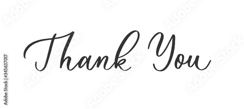 Thank you - wedding calligraphic inscription  with  smooth lines.