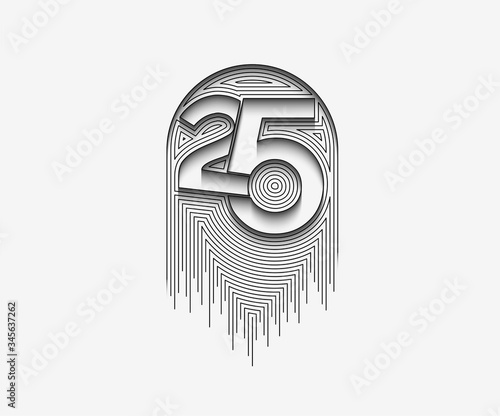 25th Years Anniversary Celebration Typography Vector Design.