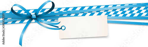 Oktoberfest blue ribbon bow with hang tag