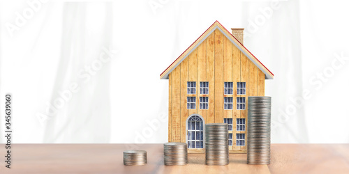 Property investment and house mortgage financial conceptmoney coin stack. business home photo