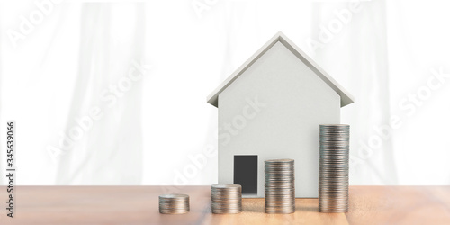 Property investment and house mortgage financial conceptmoney coin stack. business home photo