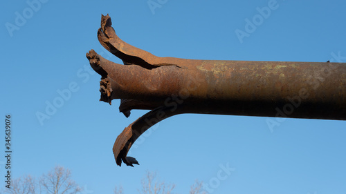 Torn cannon of the tank. The Second World War. Symbol of Peace and End of War