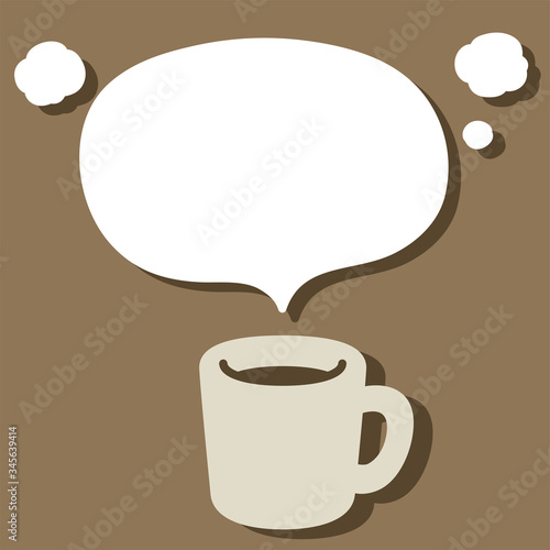 A mug where steam rises. 