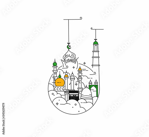 Muslim young man praying ( Fajr, Zuhr, Asr, Maghrib, and Isha ) - eid mubarak, vector Illustration.