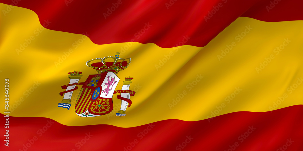 Obraz premium National Fabric Wave Closeup Flag of Spain