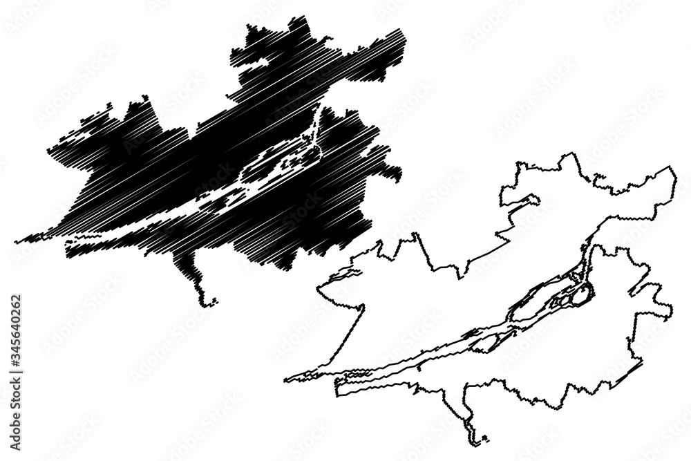 Krasnoyarsk City (Russian Federation, Russia) map vector illustration, scribble sketch City of Krasnoyarsk map