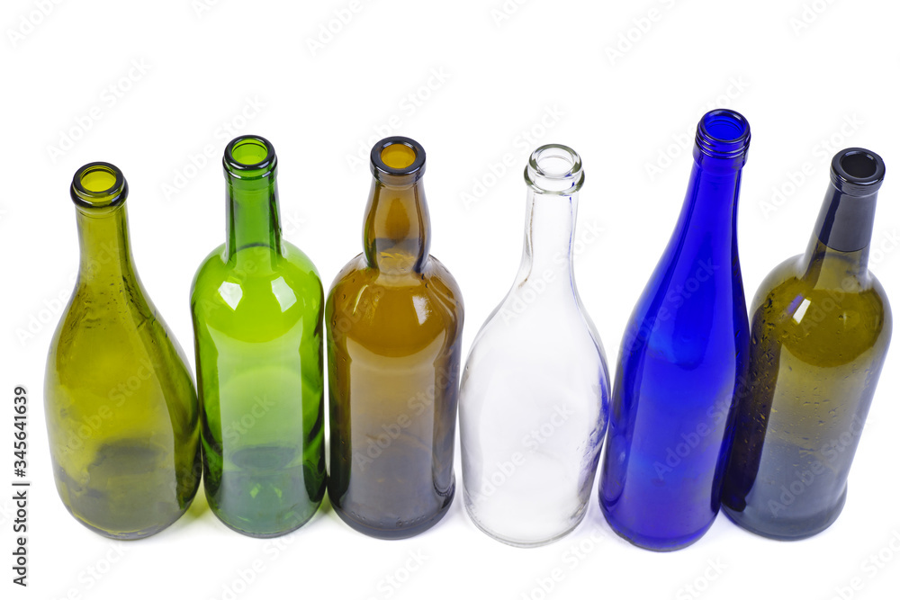 Empty different colored bottles Empty different colored bottles