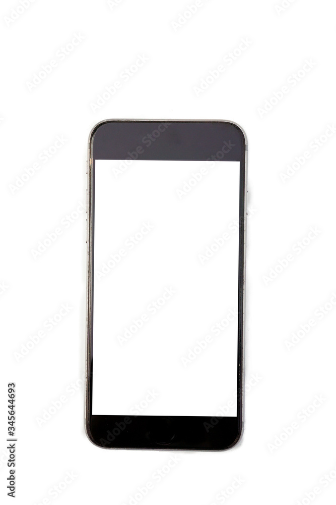 Mobile phone isolated on white background,little bit cracked on top right corner. Mobile phone isolated on white background,little bit cracked on top right corner.