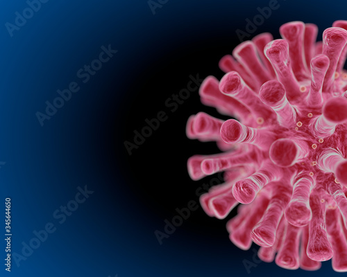 3D illustration of a corona virus COVID-19 SARS