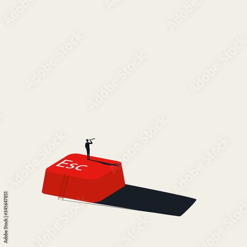 Escape business rat race and corporate world vector concept. Symbol of stressful environment, looking for new career.