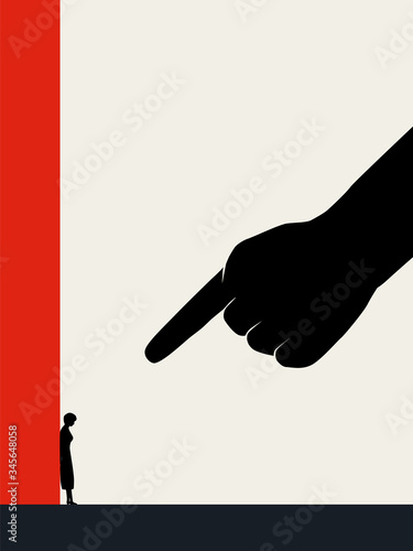Woman abuse vector concept. Symbol of danger, risk for women at home during isolation. Domestic violence.
