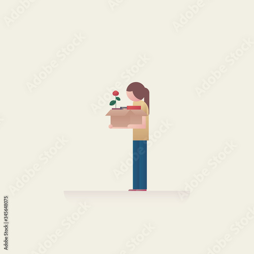 Young woman fired from job vector concept. Gender discrimination. Recession layoffs and unemployment.