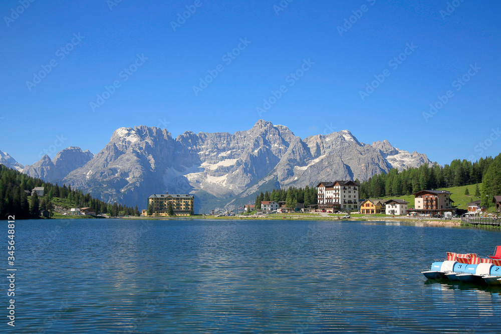 Misurina See und Sorapiss-Gruppe, italienische Dolomiten, Provinz Belluno, Italien, Europa