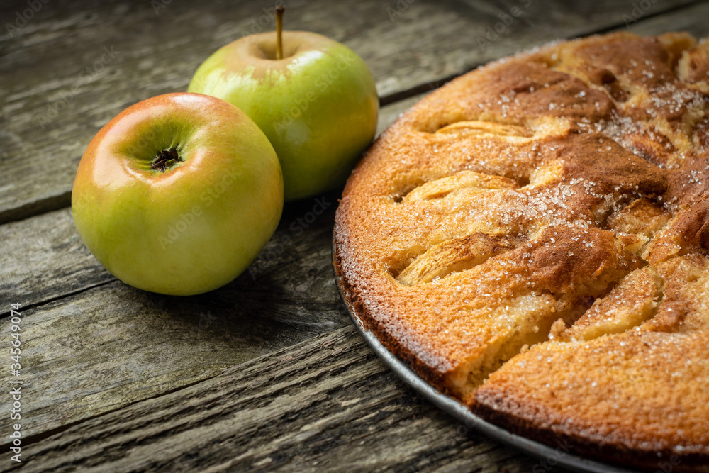 English Apple pie on a wooden background. fresh sweet pastries English Apple pie on a wooden background. fresh sweet pastries