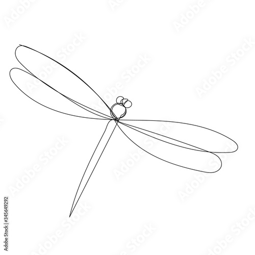 dragonfly continuous line drawing, sketch © zolotons