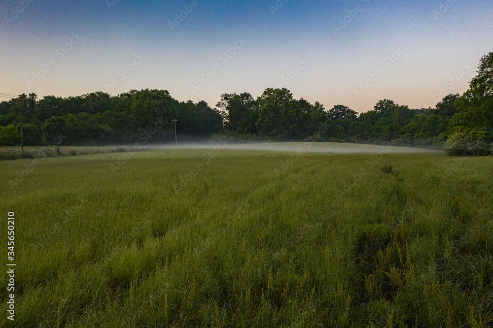 Morning Mists Over Farm Field