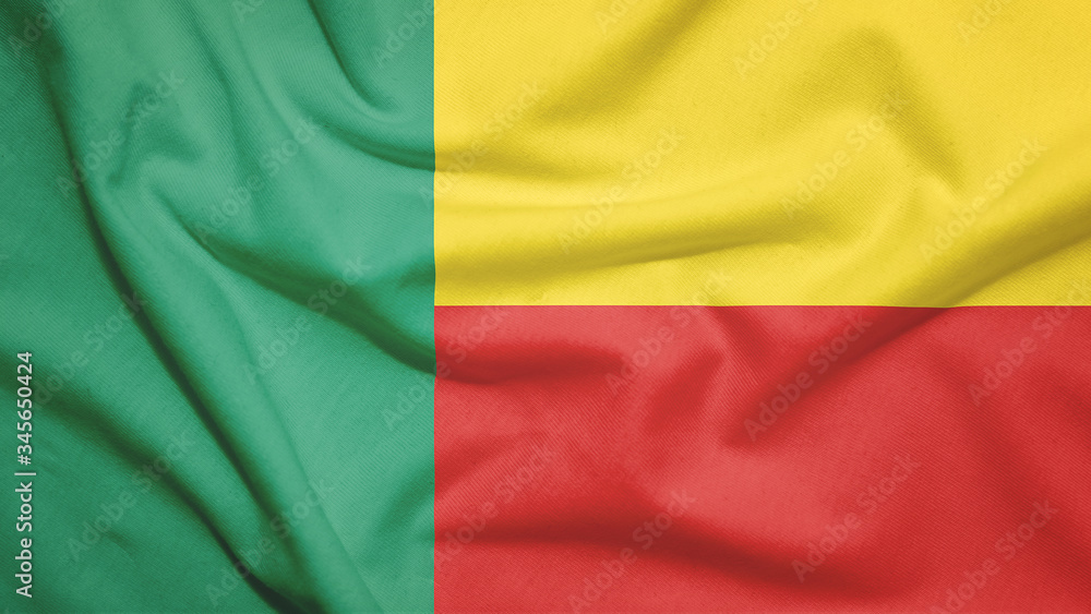 Benin flag with fabric texture