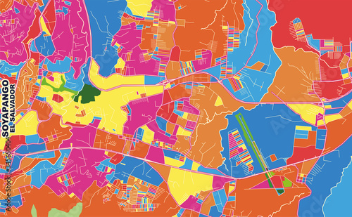 Soyapango, San Salvador, El Salvador, colorful vector map photo