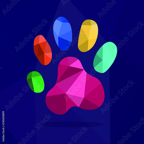 animal footprint colorful icon abstract triangle geometric background