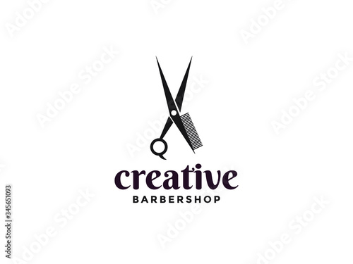 Barbershop logo design, man with beard vector illustration