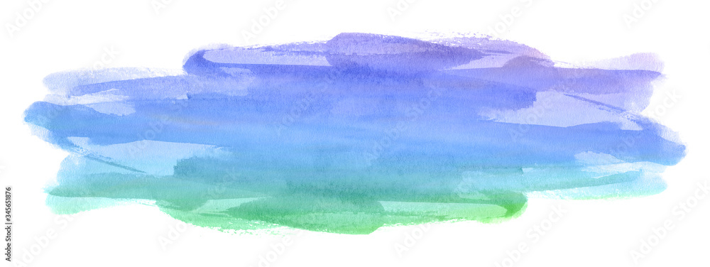 Blue-green watercolor stain on white background