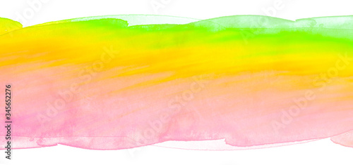 Watercolor stain on a white background. rainbow strip