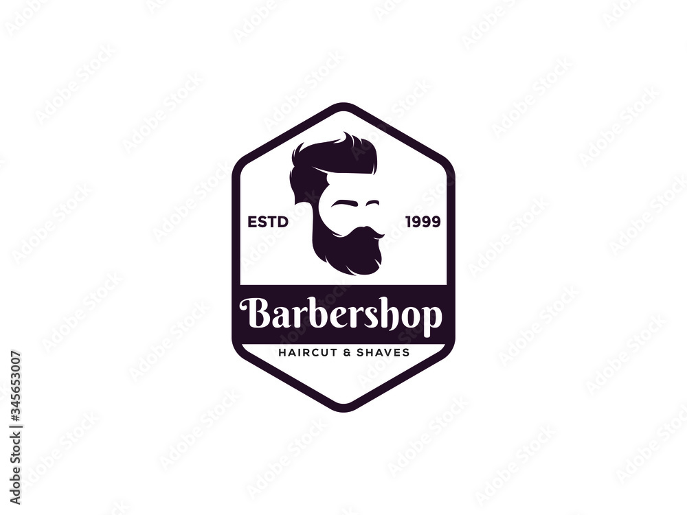 Barbershop logo design, man with beard vector illustration