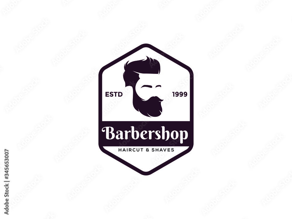 Barbershop logo design, man with beard vector illustration Barbershop logo design, man with beard vector illustration